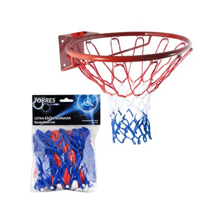 Купить Сетка баскетбольная Torres, нить 4 мм, бело-сине-красная в Янауле 